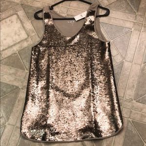 Flip sequined NWT taupe tank